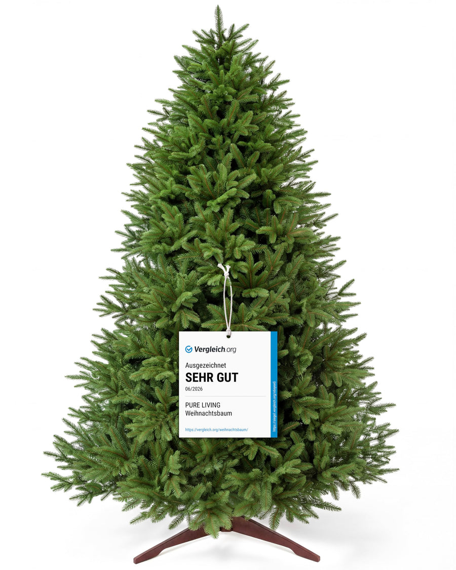Weihnachtsbaum künstlich 220 cm, 100 % PE Spritzguss, mit Holzständer und Aufbewahrungstasche