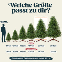 Weihnachtsbaum künstlich 220 cm, 100 % PE Spritzguss, mit Holzständer und Aufbewahrungstasche