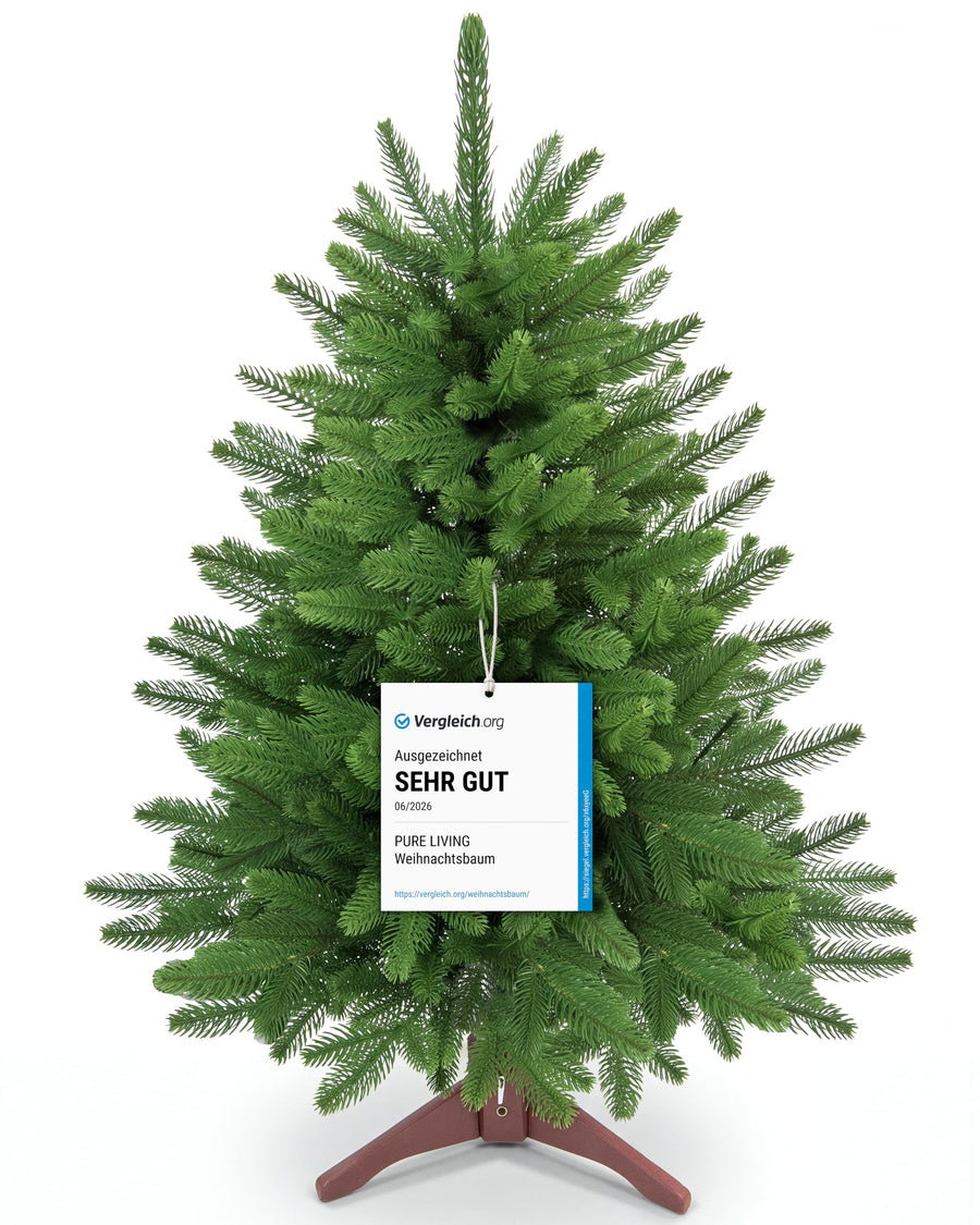 Weihnachtsbaum künstlich 90 cm, 100 % PE Spritzguss, mit Holzständer und Aufbewahrungstasche