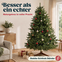 Weihnachtsbaum künstlich 180 cm, 100 % PE Spritzguss, mit Holzständer und Aufbewahrungstasche