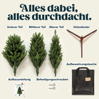 Weihnachtsbaum künstlich 180 cm, 100 % PE Spritzguss, mit Holzständer und Aufbewahrungstasche