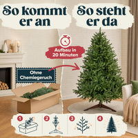 Weihnachtsbaum künstlich 180 cm, 100 % PE Spritzguss, mit Holzständer und Aufbewahrungstasche